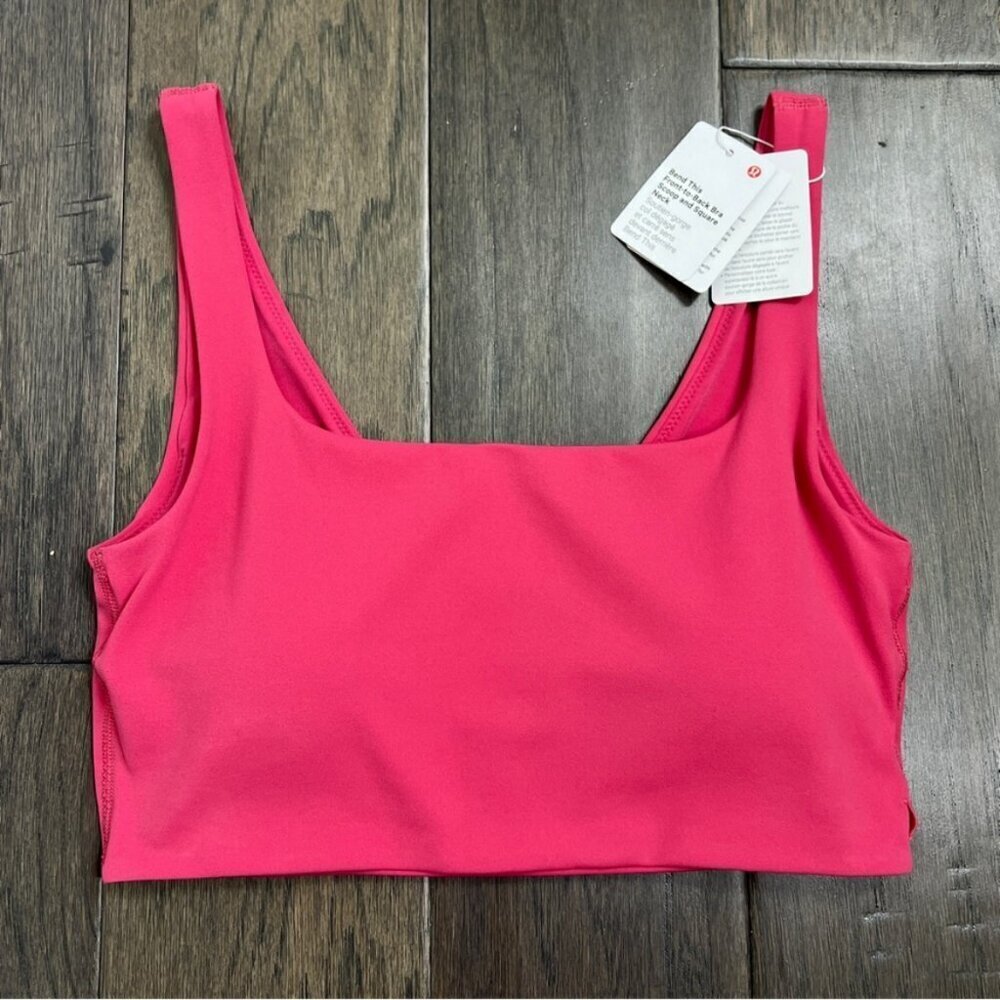 Lululemon NWT Bend This Scoop and Square Bra Raspberry Coulis